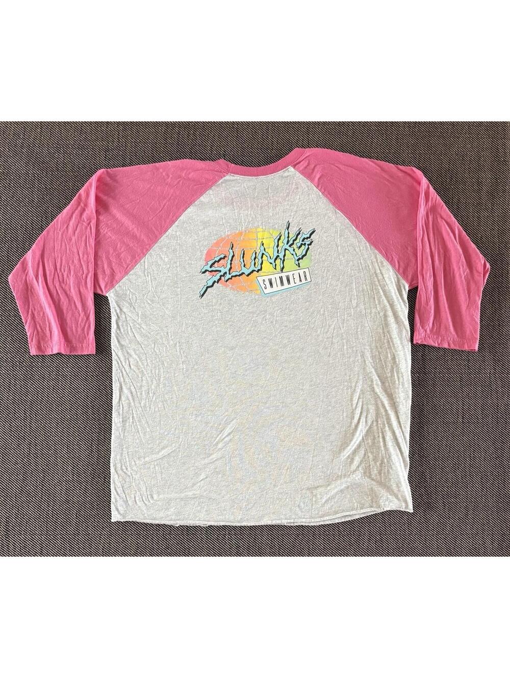 Slunks RARE Gray Pink Baseball Raglan Sleeve Shirt Beach Volleyball Mens XL